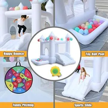 White Bounce House with Blower for Kids' Fun