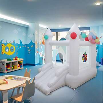 White Bounce House with Blower for Kids' Fun