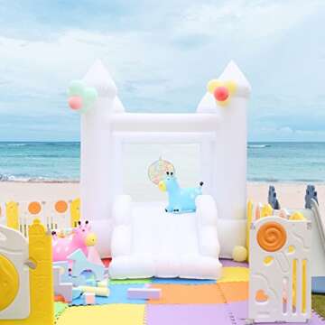 White Bounce House with Blower for Kids' Fun