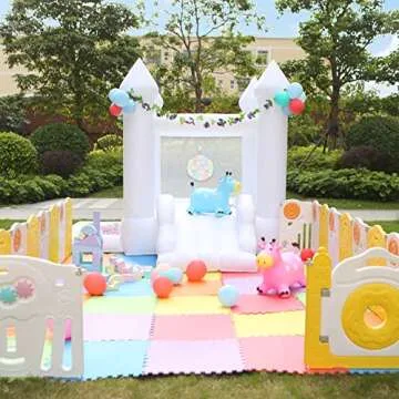 White Bounce House with Blower for Kids' Fun