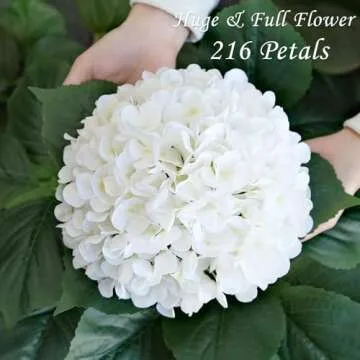 JINWOE White Hydrangea Artificial Flowers, 4Pcs 22" Large Lifelike Faux Silk Flowers, Full Fake Artificial Hydrangeas with Stems for Bouquet Table Centerpieces Home Outdoor