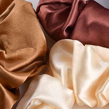 IRDTMM 6 pieces satin ribbon for large hair, stylish and simple, ponytail clip ，Hair Ties for Girl and Women