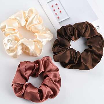 IRDTMM 6 pieces satin ribbon for large hair, stylish and simple, ponytail clip ，Hair Ties for Girl and Women