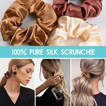 IRDTMM 6 pieces satin ribbon for large hair, stylish and simple, ponytail clip ，Hair Ties for Girl and Women