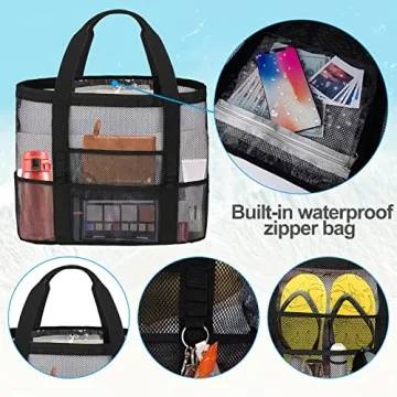 Wanchel Mesh Beach Bags for Women Waterproof and Sandproof