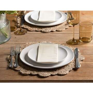 Cream Linen-Feel Dinner Paper Napkins, For Dinners Parties Hand Towels and Catering Supplies, Disposable and Fully Biodegradable Airlaid Napkins, 1/8 Folded 60 Pack