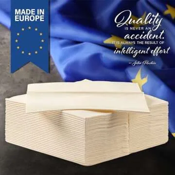 Cream Linen-Feel Dinner Paper Napkins, For Dinners Parties Hand Towels and Catering Supplies, Disposable and Fully Biodegradable Airlaid Napkins, 1/8 Folded 60 Pack