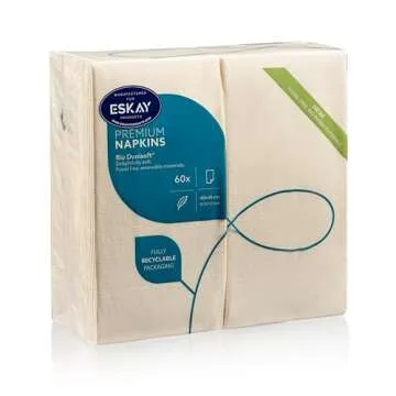 Cream Linen-Feel Dinner Paper Napkins, For Dinners Parties Hand Towels and Catering Supplies, Disposable and Fully Biodegradable Airlaid Napkins, 1/8 Folded 60 Pack