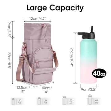 sportsnew Insulated Water Bottle Carrier Sling Bag - Ideal for Hiking & Travel in Pink