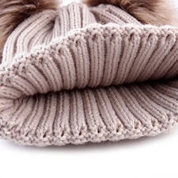 Baby Winter Knit Hat with Pom Poms Warm Stretchy