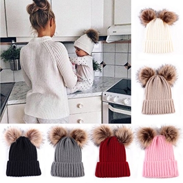 Baby Winter Knit Hat with Pom Poms Warm Stretchy