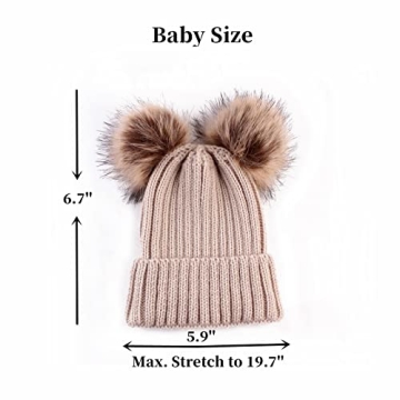 Baby Winter Knit Hat with Pom Poms Warm Stretchy