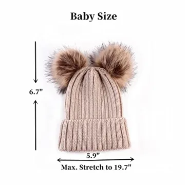 Baby Winter Knit Hat with Pom Poms Warm Stretchy