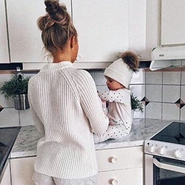 Baby Winter Knit Hat with Pom Poms Warm Stretchy