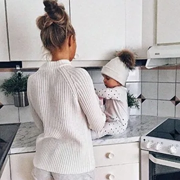 Baby Winter Knit Hat with Pom Poms Warm Stretchy