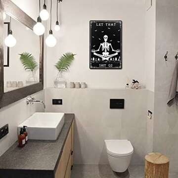 CrazySign Funny Gothic Bathroom Sign Goth Bathroom Wall Decor - Let That Shitgo Sign 8 x 12 Inch (225)