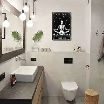 CrazySign Funny Gothic Bathroom Sign Goth Bathroom Wall Decor - Let That Shitgo Sign 8 x 12 Inch (225)