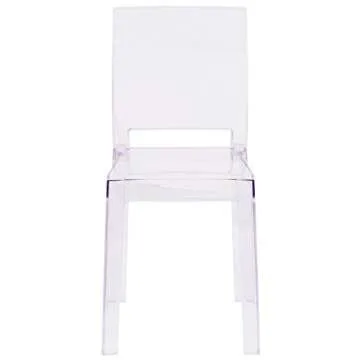 Flash Furniture Emilie Ghost Chair with Square Back in Transparent Crystal
