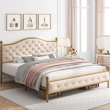 Elegant Queen Size Platform Bed Frame - No Box Spring Needed