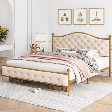 Elegant Queen Size Platform Bed Frame - No Box Spring Needed