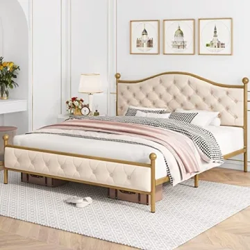 Elegant Queen Size Platform Bed Frame - No Box Spring Needed