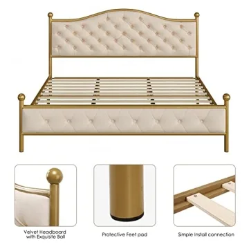 Elegant Queen Size Platform Bed Frame - No Box Spring Needed