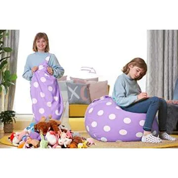 Aubliss Stuffed Animal Bean Bag Storage Chair, Beanbag Covers Only for Organizing Plush Toys, Turns ...