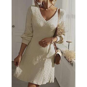 Dokotoo Womens Sweater Dresses Elegant Business Casual Outfits Work Dress Trendy Long Sleeve Dresses...