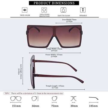 Trendy Retro Oversized Square Sunglasses with UV400 Protection