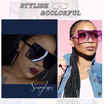 Trendy Retro Oversized Square Sunglasses with UV400 Protection