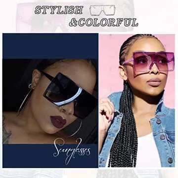 Trendy Retro Oversized Square Sunglasses with UV400 Protection