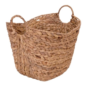 Household Essentials ML-4002 Tall Water Hyacinth Wicker Basket with Handles | Natural, Brown, Natura...