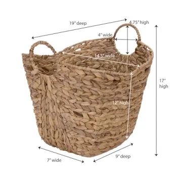Tall Water Hyacinth Wicker Basket with Handles | Stylish Storage