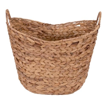 Tall Water Hyacinth Wicker Basket with Handles | Stylish Storage