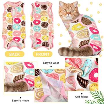 8 Pcs Cat Surgical Recovery Suit Kitten Surgery Full Bodysuit Breathable Cat Bodysuit Alternative Cat Wound Cover Cat Surgical Suit for Kitten Pet Abdominal Wounds Anti Licking Skin Diseases, 8 Styles