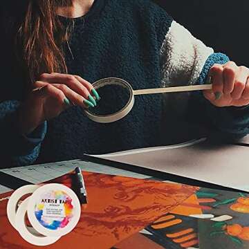 Neeho Artist Tape for Drafting Art, 3 Pack Acid-Free White Masking Tape for Watercolor Painting Canvas Framing, 0.6inch Wide 540FT Long Total