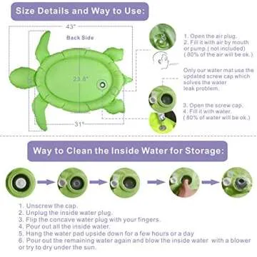 gebra Inflatable Tummy Time Water Mat Sea Turtle Shape Play Mat for Baby Boy Girl 3 6 9 12 Month