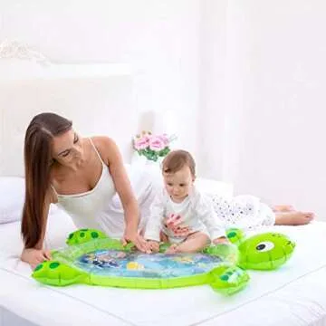 gebra Inflatable Tummy Time Water Mat Sea Turtle Shape Play Mat for Baby Boy Girl 3 6 9 12 Month