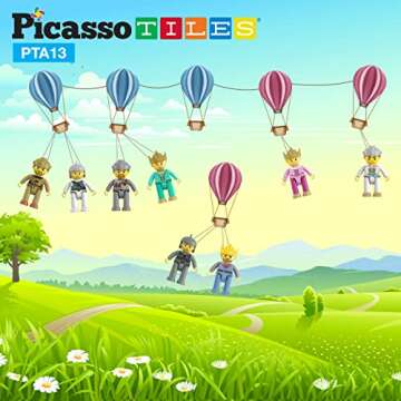 Picasso Toys Magnetic Action Figures Medieval King and Knights Character for Building Blocks Tiles Construction Toddler Toy Set Magnets Expansion Pack Educational STEM Pretend Playset PTA13