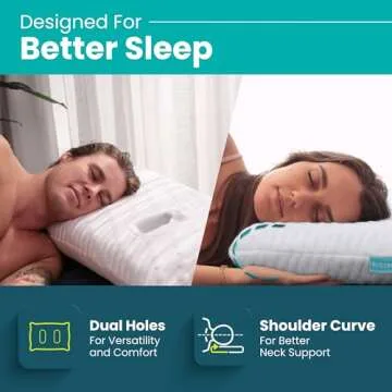 BLISSBURY Ear Pillow with Ear Hole for Sleeping with Sore Ear Pain | Ear Piercing Pillow | Adjustable Memory Foam Pillow with Holes for chondrodermatitis CNH | Piercing Pillow for Side Sleepers