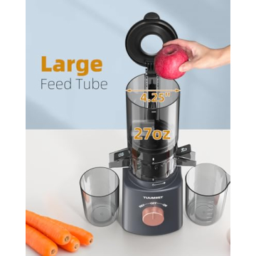 TUUMIIST Cold Press Juicer Easy To Clean With Large Feed Chute