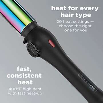 INFINITIPRO BY CONAIR Rainbow Titanium 1 1/4-inch Curling Wand, Straight wand produces flawless waves