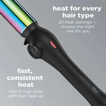 INFINITIPRO BY CONAIR Rainbow Titanium 1 1/4-inch Curling Wand, Straight wand produces flawless waves