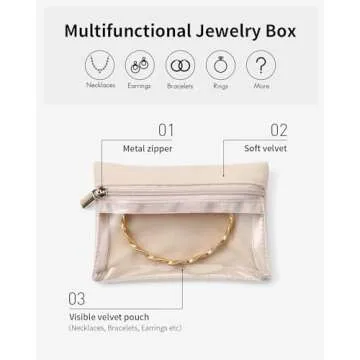 Vlando 6 Pcs Travel Jewelry Organizer Velvet Jewelry Pouch with Zipper Clear Travel Jewelry Bag for Travel Business Trip Jewelry Pouch for girls Mothers Day Gifts for Mom