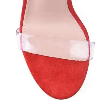 GENSHUO Rhinestone Strappy Chunky Sandals for Women