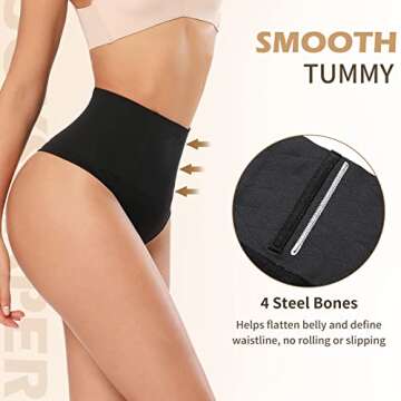 JOYSHAPER Seamless Thong Shapewear for Women High Waisted Panties Underwear Tummy Control Body Shapi...