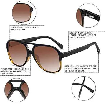 YDAOWKN Retro Aviator Sunglasses for All Styles