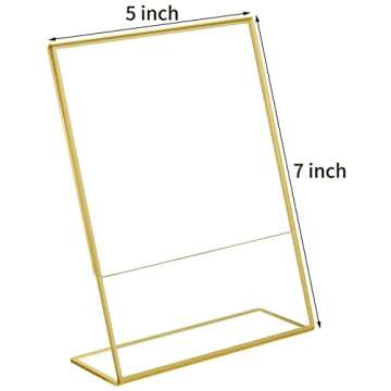 HIIMIEI 6 Pack Gold Sign Holders 5x7'' Acrylic Slanted Back Table Menu Display Stand, Wedding Table ...