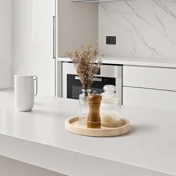 WORHE Natural Marble Vanity Tray for Bathroom Kitchen Dresser, Travertine Stone Decorative Trays for...