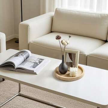 WORHE Natural Marble Vanity Tray for Bathroom Kitchen Dresser, Travertine Stone Decorative Trays for Jewelry, Perfume, Cosmetic, Candle, Round Countertop Storage Organizer for Home Decor Beige (WH019)